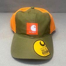 Carhartt Odessa Patch Trucker Hat Green/Orange Solid Adjustable Mesh Back