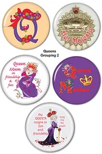 #2 QUEENS BUTTONS 3" W/ PIN BACKS FAVORS GIFTS FOR RED HAT LADIES OF SOCIETY