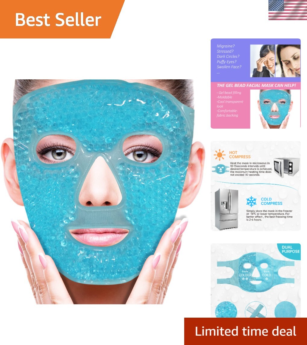 Ice Pack Face Mask for Puffiness Dark Circles Gel Beads Hot Cold Therapy-image