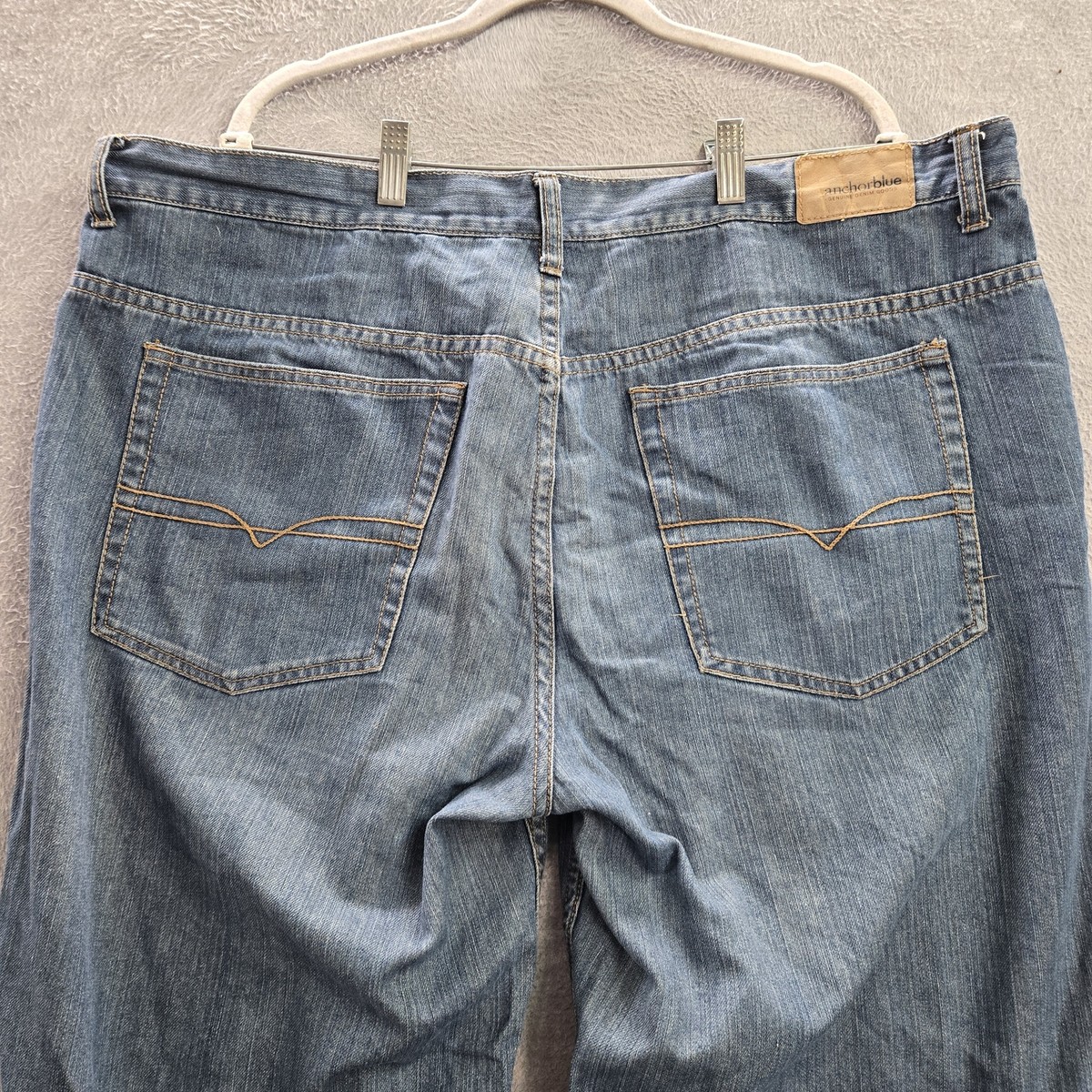 Anchor Blue Men Jeans 40X34 Blue Denim Y2K Baggy Straight Medium 