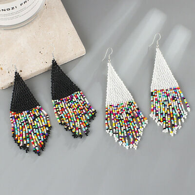 Bohemian Boho Handmade  Perlen Quaste Fransen Drop Aretes Ohrschmuck