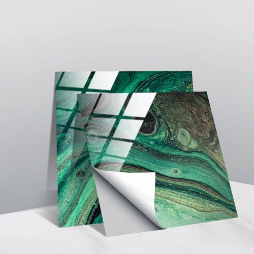 10pcs Abstract Green Marble Self-adhesive Bath Kitchen Wall Stair Tile ...