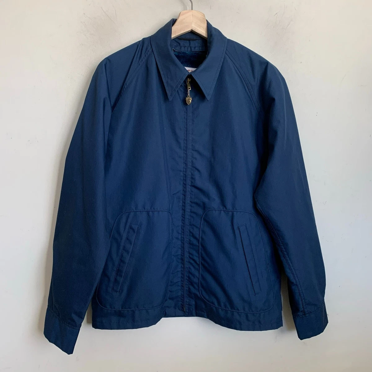 McGregor Mens Jacket Navy Blue Collared Zip Front Zip Out Pile