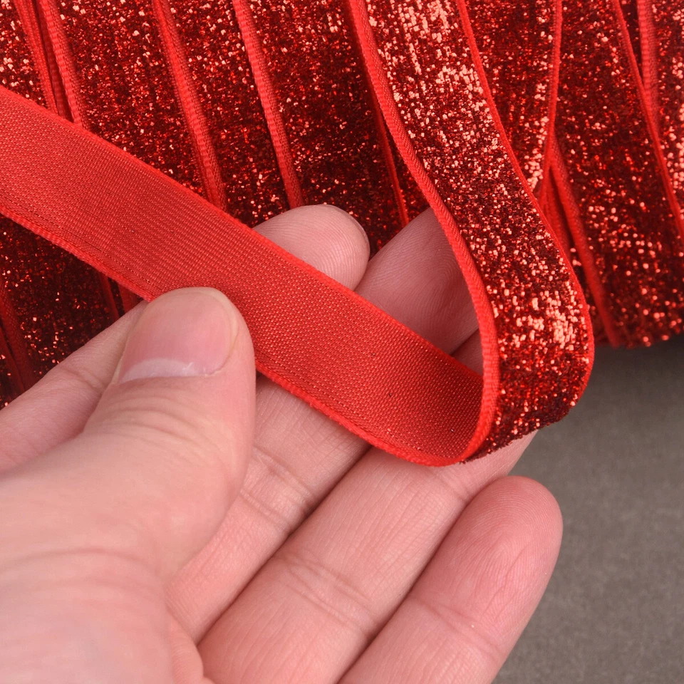 10 Yards 3/8"(10mm) 5/8"(15mm) Glitter Sparkle Flocked Velvet Ribbon Decoration - Image 3 of 3