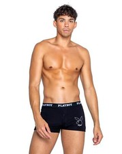 Black Men  s Playboy Tuxedo Ultra Soft Modal Boxer Underwear