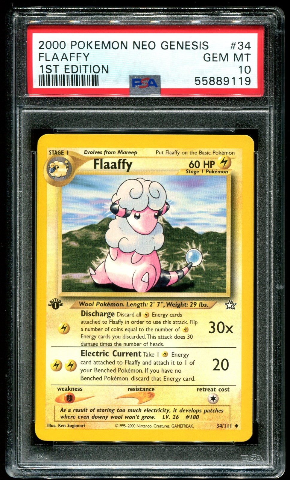 PSA 10 Flaaffy 1st Edition Neo Genesis 2000 Pokemon Card #34