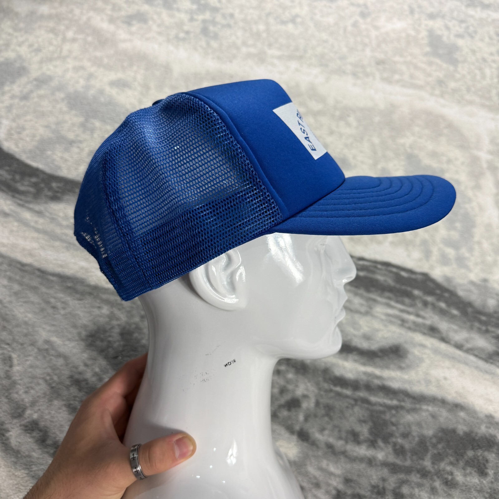 Vintage 90's Motestyle East Riding Sacks Blue Adjustable Mesh Trucker Cap image 4