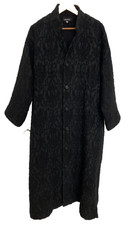 Eskandar Black Wool/ Silk Long Embroidered Coat With Silk Lining M