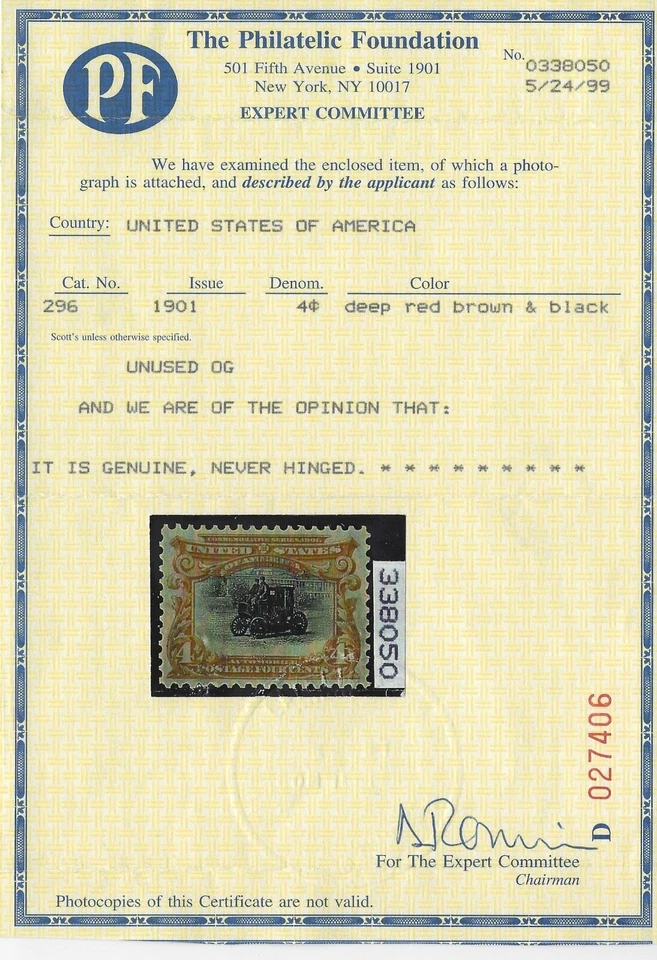 Scott # 296 - PSE Graded XF / Superb OGph (VLH) & PF Certs (P7) - Image 4 of 4