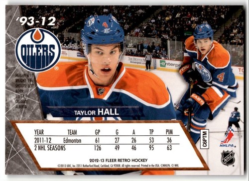 2012-13 Fleer Retro 1993-94 Ultra Taylor Hall #'93-12 Edmonton Oilers - Picture 2 of 2