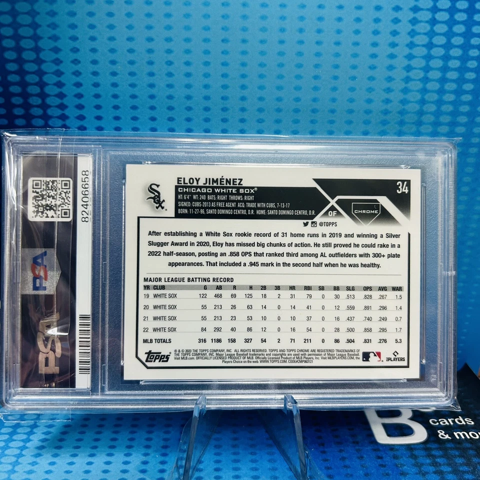Eloy Jimenez 2023 Topps Chrome Aqua Lava Refractor 86/199 White Sox #34 PSA 9 - Image 2 of 2