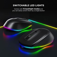 RGB Backlit Wireless Mouse for Laptop, Small Cordless Mice for Windows, Mac PC