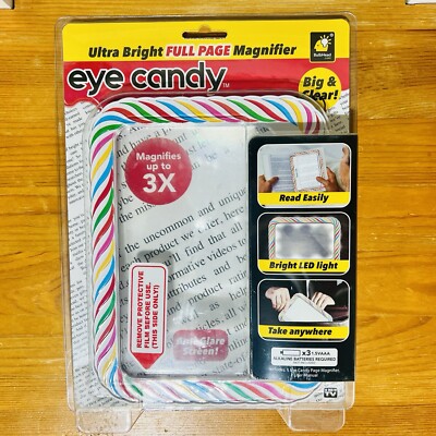 Eye Candy Ultra-Bright Full-Page Magnifier, As Seen On TV, Magnifies Up to 3X