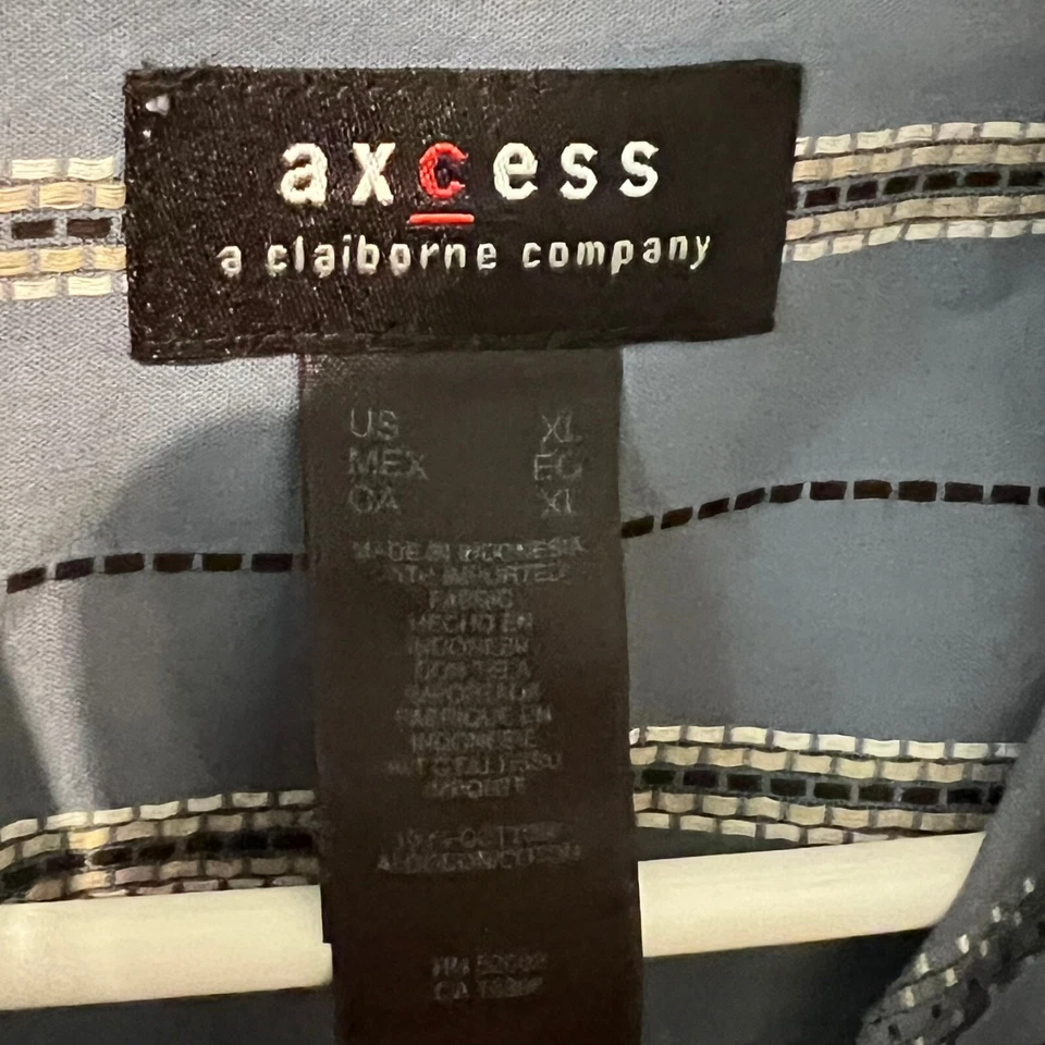 Camisa Claiborne Para Hombre Talla XL Gris Rayas Western Manga Larga Cuello Abotonado Foto 2 de 4