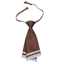 Women Uniform Necktie Adjustable Strap Striped Pre-tie Ties Brown