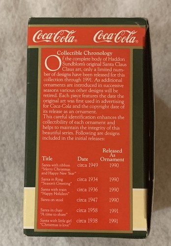 Coca Cola Coke Santa Trim A Tree Christmas Collection Ornament 1934 1990 - Picture 3 of 5