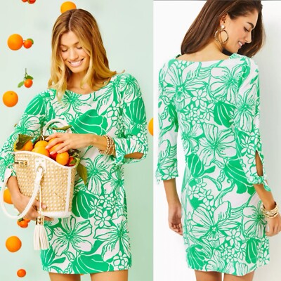 XL NWT Lilly Pulitzer Lidia Boatneck Dress in Spearmint Oversized Kiss My Tulips