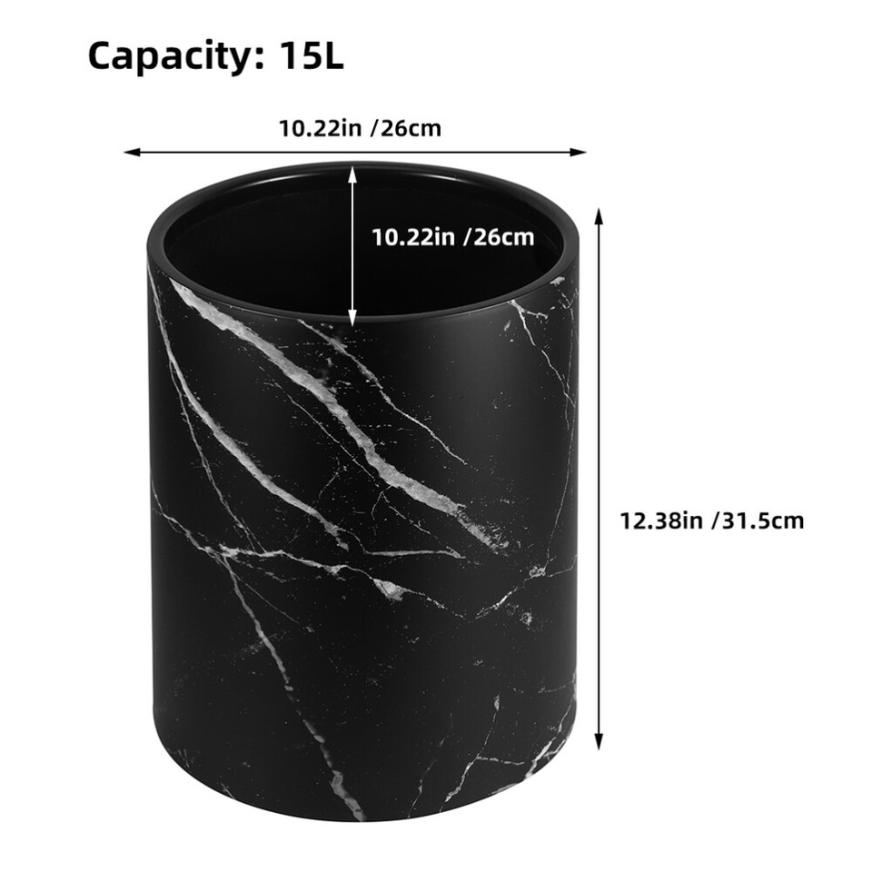 Garbage Can Marble Pattern Wastebasket Indoor Trash Bin Bathroom