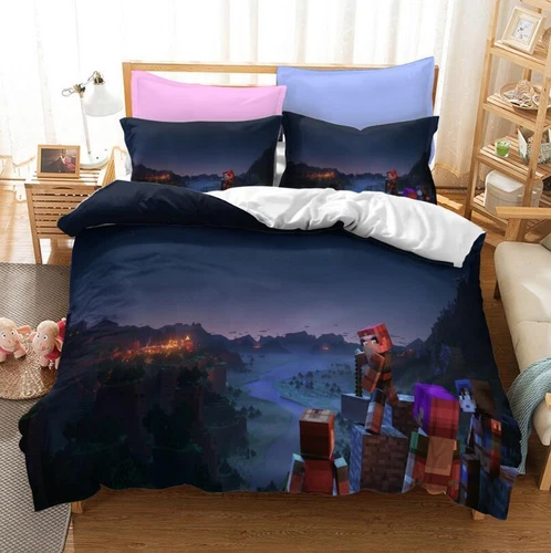 Minecraft Bettbezug Cartoons Bettwäsche Set Kissenbezug 135x200|200x200 Kinder - Bild 9 von 27