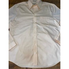 Mens Eddie Bauer Light Peach Wrinkle Resistant Button Down Shirt Size Large Tall