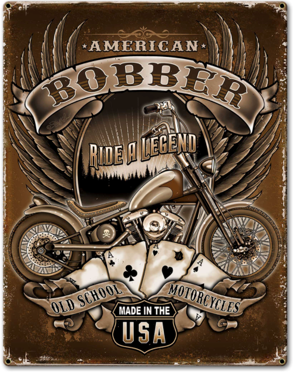 AMERICAN BOBBER USA CHOPPER BIKER AMERICAN METAL SIGN MAN CAVE