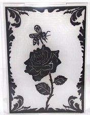 Embossing Folder Frame Rose w/stem Bee in a Fancy Design HTF Free Shipping