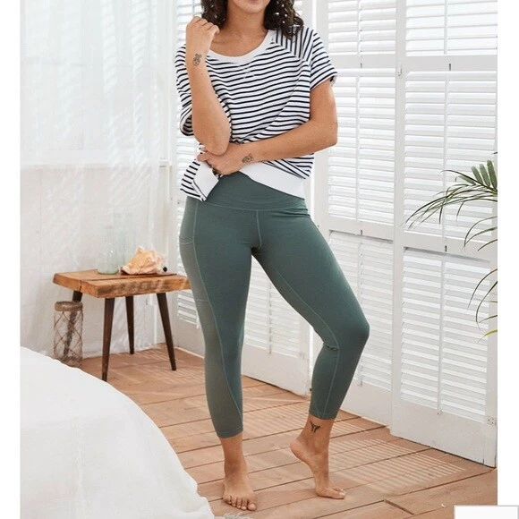 AERIE MOVE HIGH WAISTED POCKET 7/8 LEGGING Royal Palm Small-Long