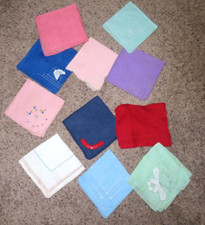 Lot 11 Vintage Embroidered Ladies Handkerchiefs Hankie Bold  Pastel Colors