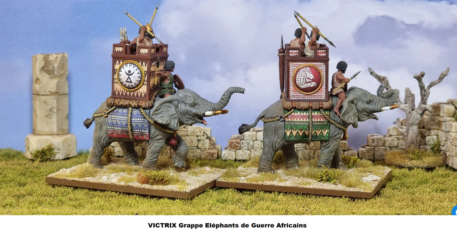 Figurines éléphant de guerre africain Victrix 28mm plastique légères à assembler