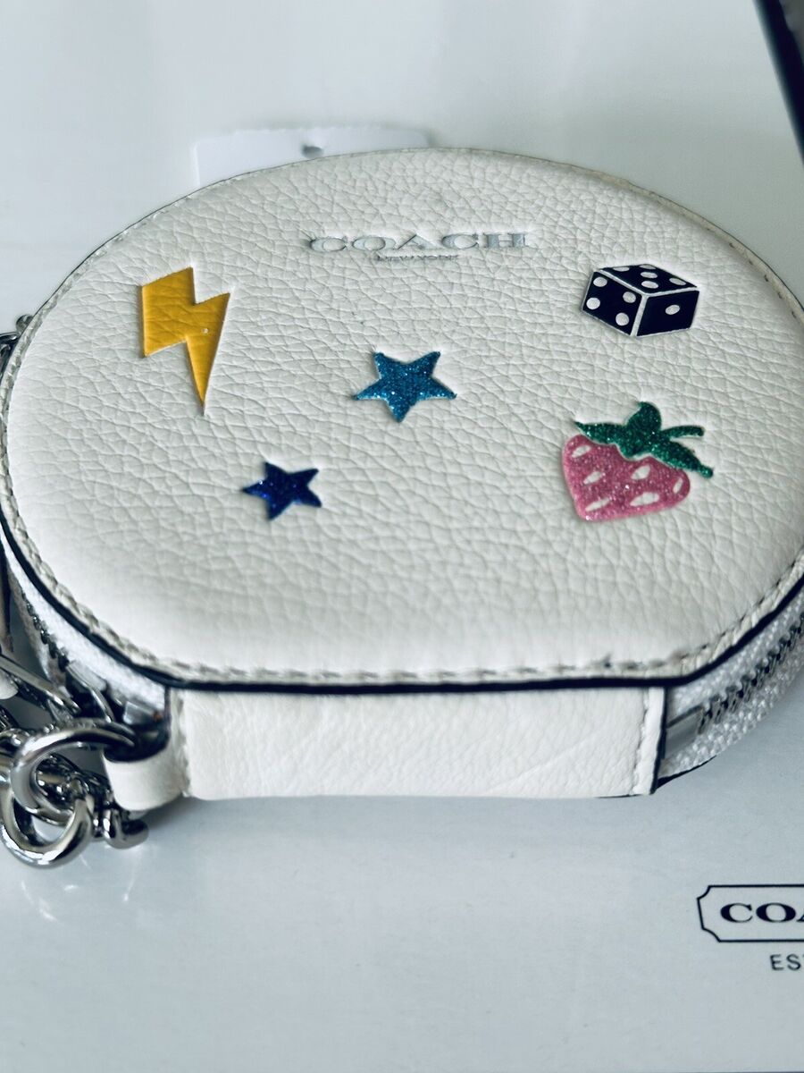 NWT COACH ALL OVER MOTIF ROUND ZIP CARD/COIN CASE CHAIN NWT COACH ALL OVER MOTIF ROUND ZIP CARD/COIN CASE CHAIN