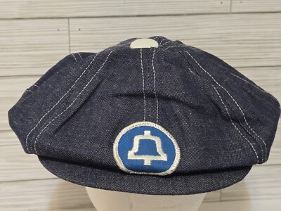 Bell South Hat Vintage Denim Front Button Snapback Cap Blue Phone Logo Rare