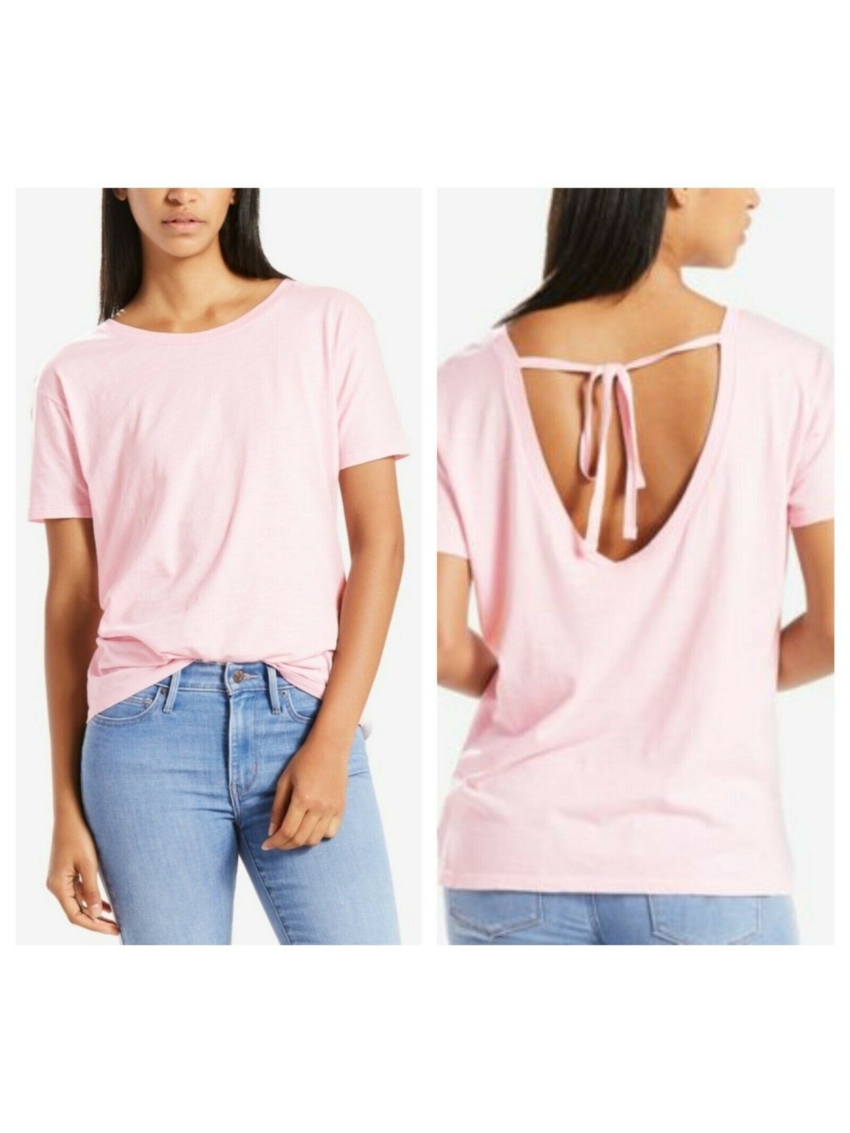LEVI'S Womens Pink Heather Short Sleeve Scoop Neck T-Shirt S