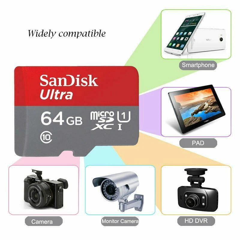 64GB Micro SD SDXC Memory Card Class 10 4K HD High Speed with SD TF Card Adapter - Image 2 of 4
