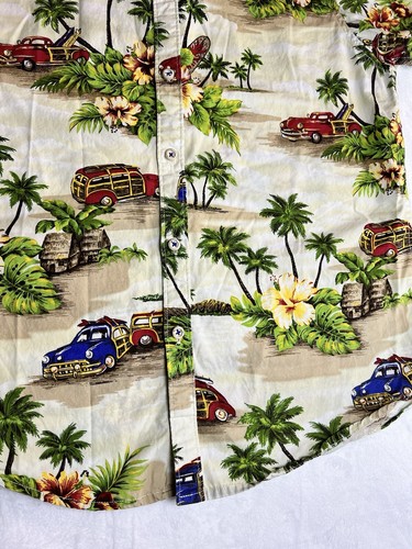 Denim & Flower Ricky Singh Hawaiian Shirt Medium Men's Floral Tropical Palm Tree - Picture 9 of 14