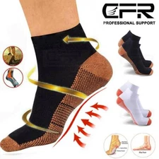 Magnetic Copper Compression Gym Relief Ankle Support Brace Foot Sleeve Socks CFR