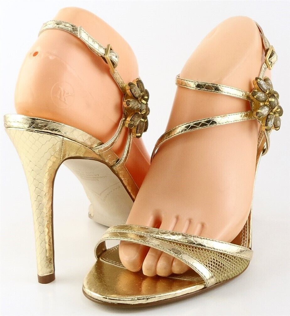 $90 ENZO ANGIOLINI MEREDYTH Light Gold Designer EVENING WEDDING Sandals 6