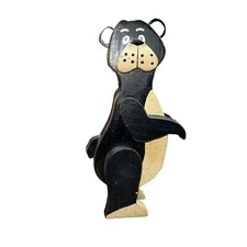 Carved Wooden Black Bear With Posable Arms And Legs Shelf Sitter Rustic Unmarked