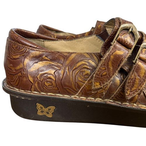 Alegria Alli Choco Rose Gold Tooled Clogs Leather Comfort Shoes All-572 sz 42 11 - Picture 12 of 16