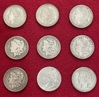9 ct LOT Morgan w/ 1894-O & Peace Silver Dollars Mixed Circulated Dates SEE PICS