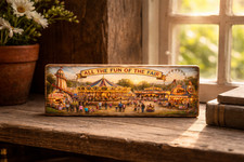 Fairground plaque print on a board vintage classic style fun fair wooden 28cm