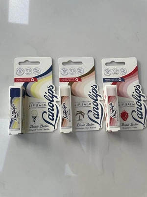 Lanolips Lip Balm, 1 X Strawberry, 1 X Vanilla, 1 X Coconutter, 4.5gs Each