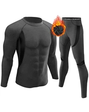 Men's Thermal Underwear Sets Top & Long Johns Fleece Sweat Quick Drying Therm...