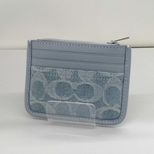 COACH Blue Leather Pass Case ID Holder Wallet Used