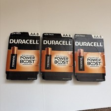 NEW FACTORY SEALED 3pc 8 PACK DURACELL POWER BOOST AA BATTERIES