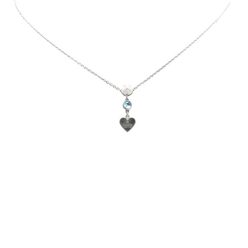 Gucci Heart Motif Necklace Sv925 Silver Blue Topaz Ladies Used