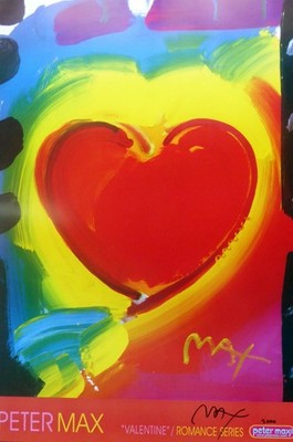 Peter Max Valentinstag 2000 Handsigniert Original Liebe Poster