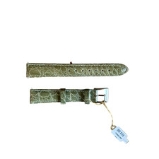Genuine Crocodile Green Watch Strap Band 15mm Padded  Stitched w Buckle