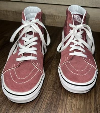 Size 7 - Vans - High Top Burgundy /red Shoes