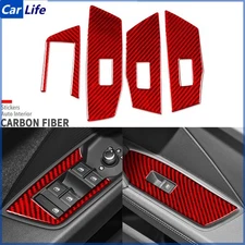 4Pcs Red Carbon Fiber Window Lift Switch Panel Cover For Adui A3 S3 8Y 2020-2025