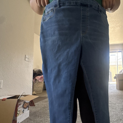 Time And Tru Women s Blue Solid Denim Jegging Jeans Regular Size XL